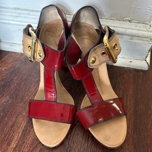 Giuseppe Zanotti Design red patent leather T strap heels